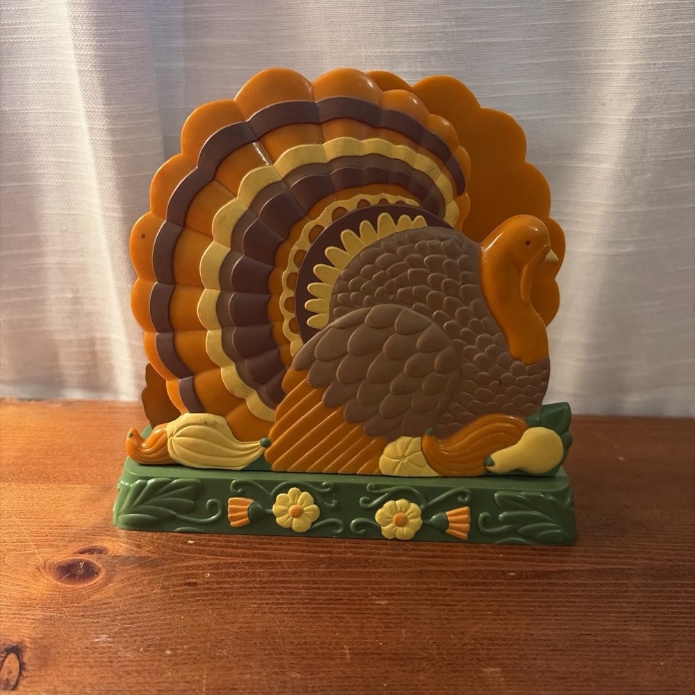 Vintage Avon Thanksgiving Turkey Napkin Holder 70's Hard Plastic Kitchen Decor